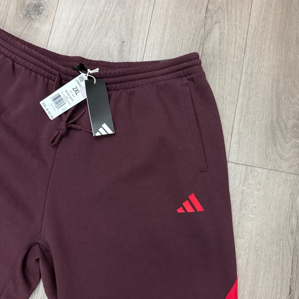 Adidas Joggers Mens 2XL‎ Burgundy Colorblock Multi Sport Fleece Pants 36x28